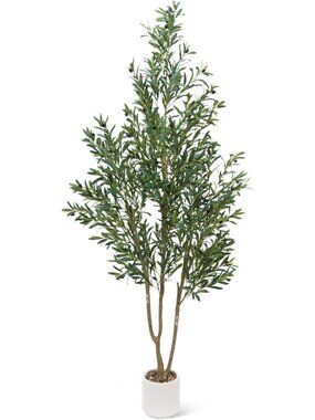 7FT Olive Faux Tree - Lifelike Indoor Plant with Pot for Home Decor & Aesthetic